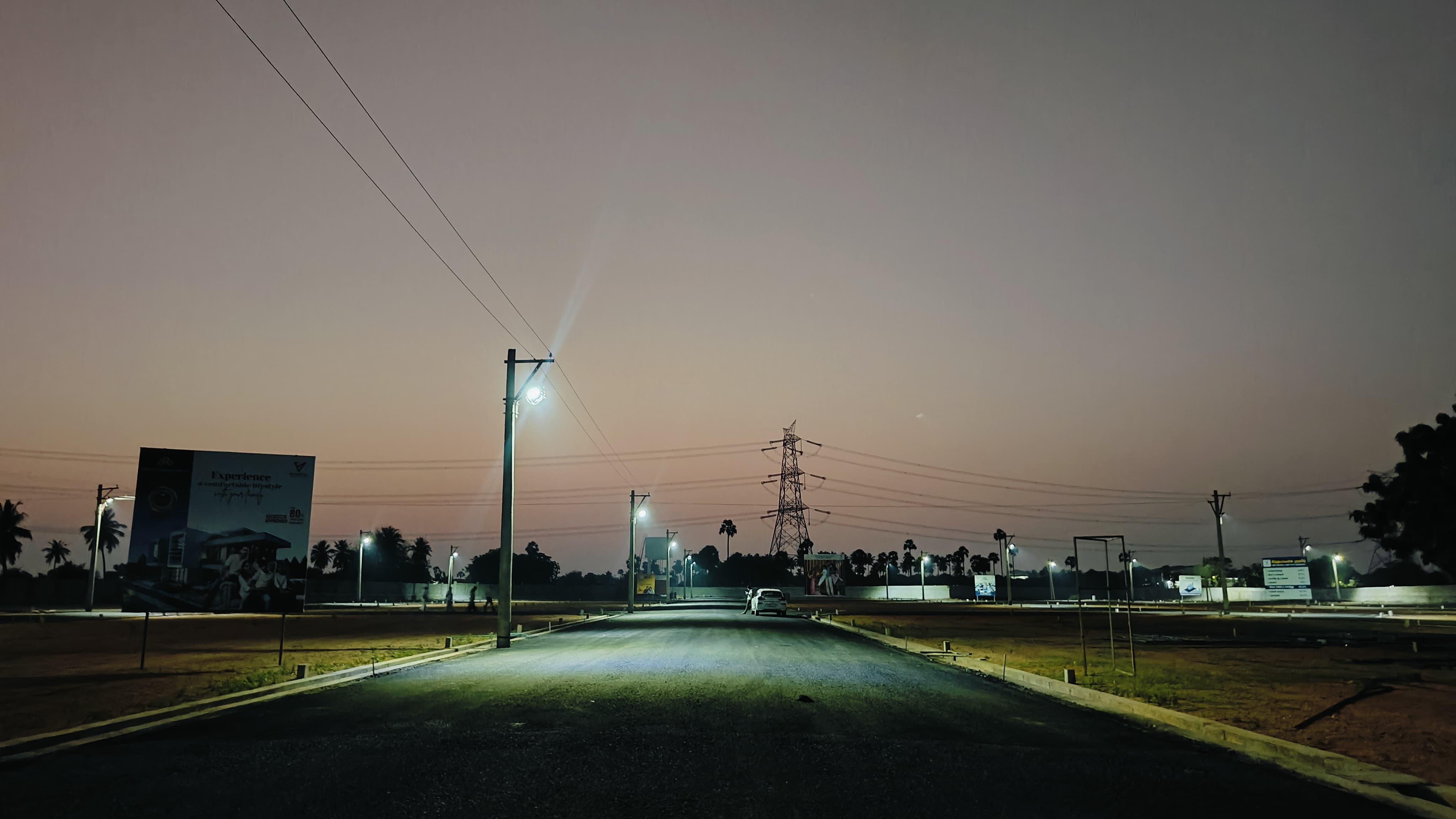 Street lighting and infrastructure at the layout