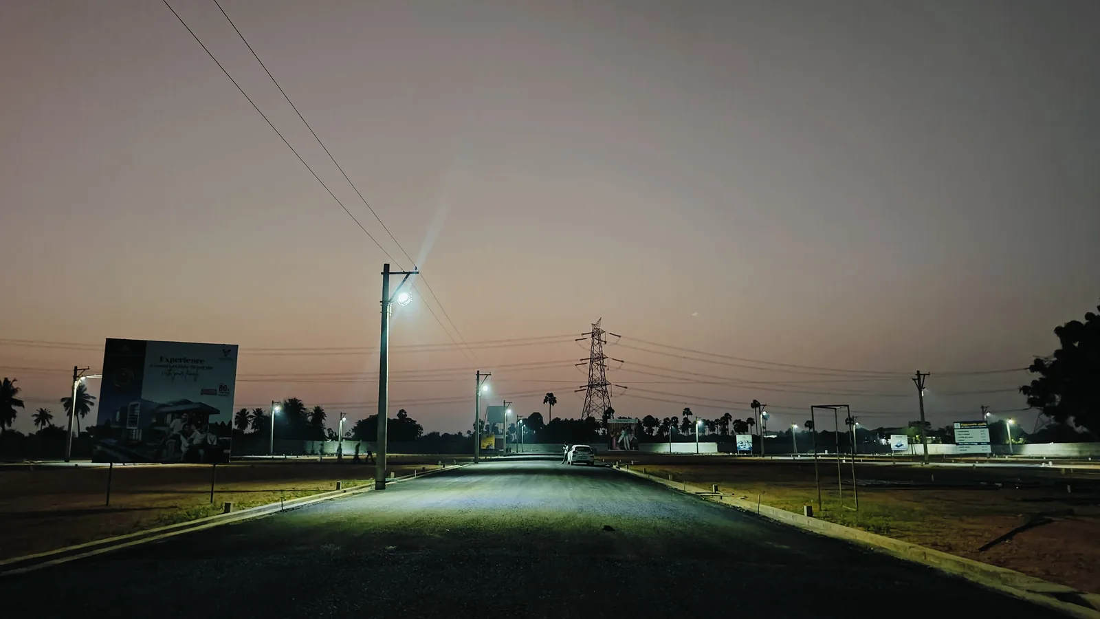 Street lighting and infrastructure at the layout