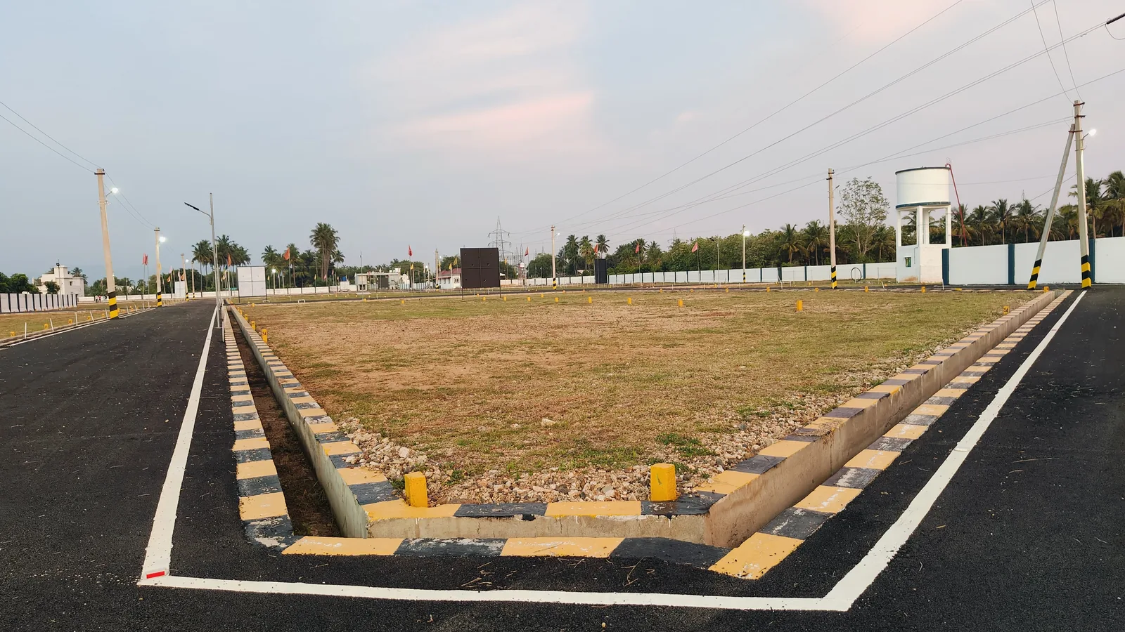 Valapadi plot layout with formed roads, water tower and street lights, Salem