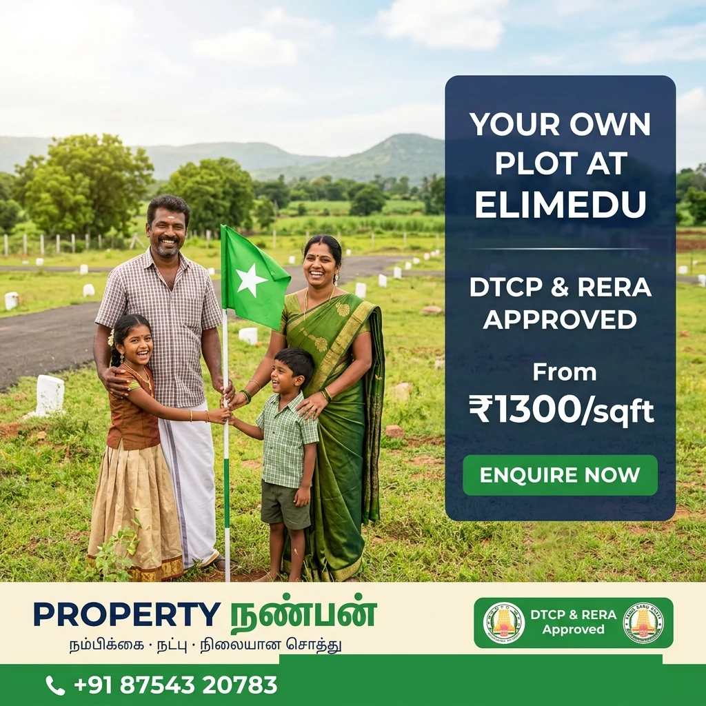Property Nanban — your own DTCP & RERA approved plot at Elimedu, from ₹1300 per sqft